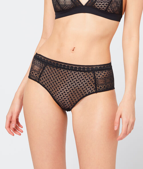 Culotte midi en dentelle noir.