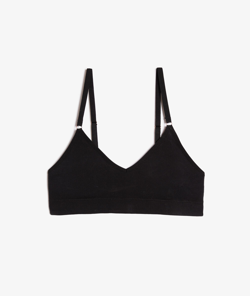 Seamless bralette, removable pads black.