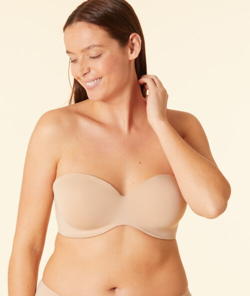 Micro bandeau bra beige.