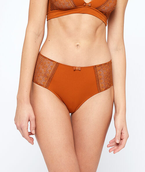 Micro lace high waisted briefs ochre.