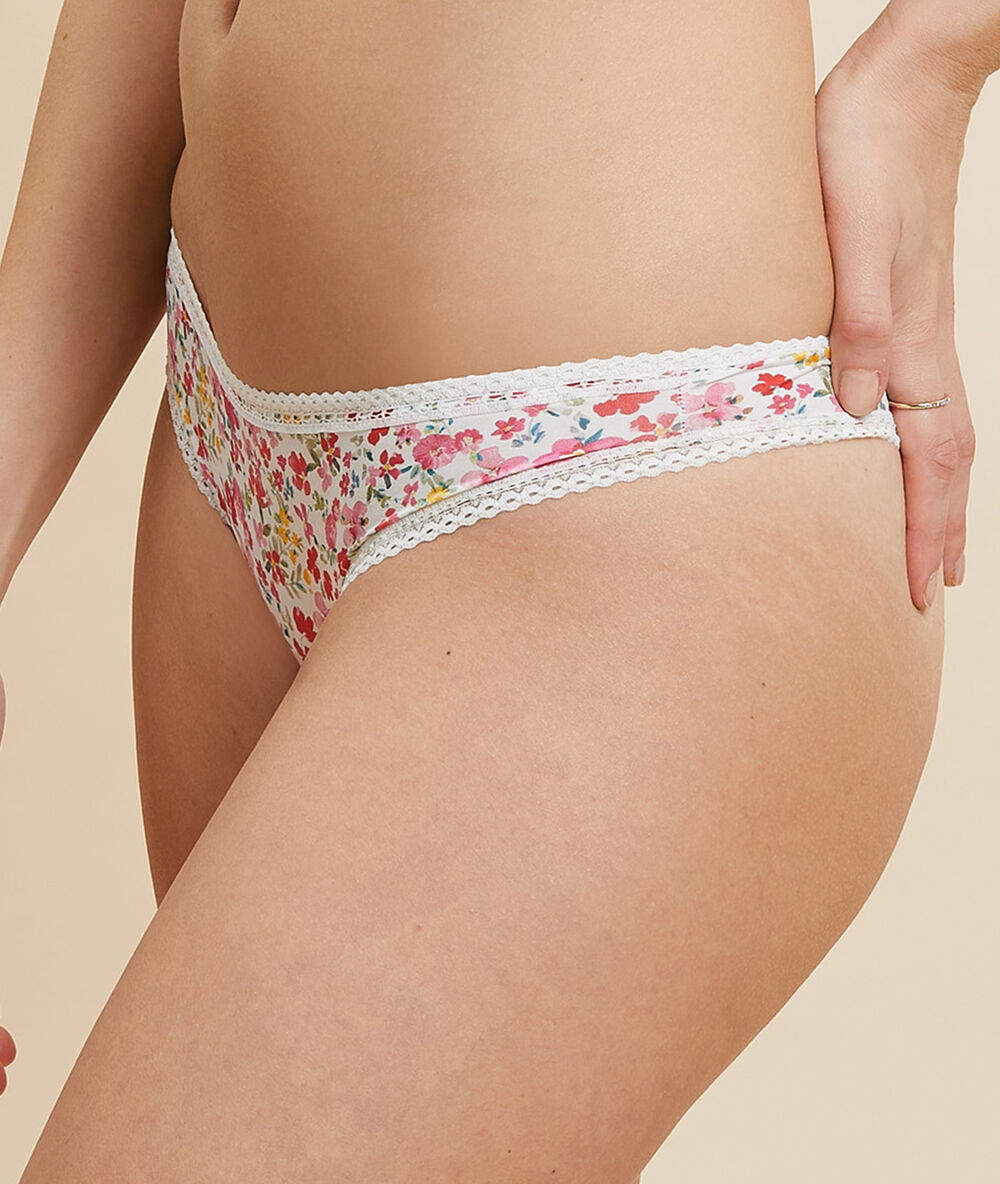 Microfiber printed tanga ecru.