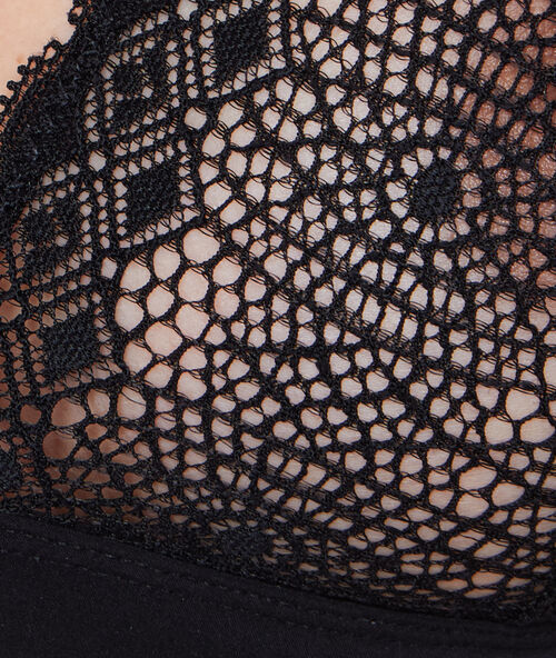 Lace, racer back, non-wired triangle bra black.