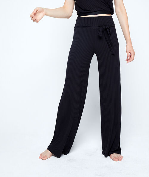 Ribbed trousers to tie black.