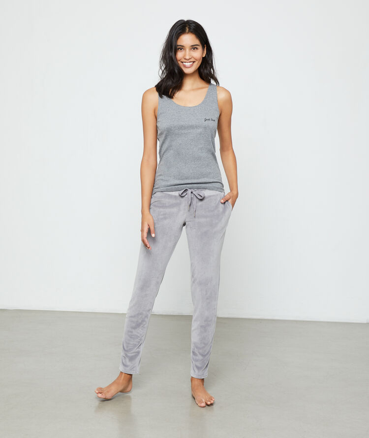 Cotton "just love" vest charcoal grey.