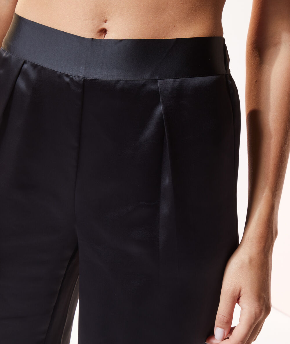 Satin trousers black.