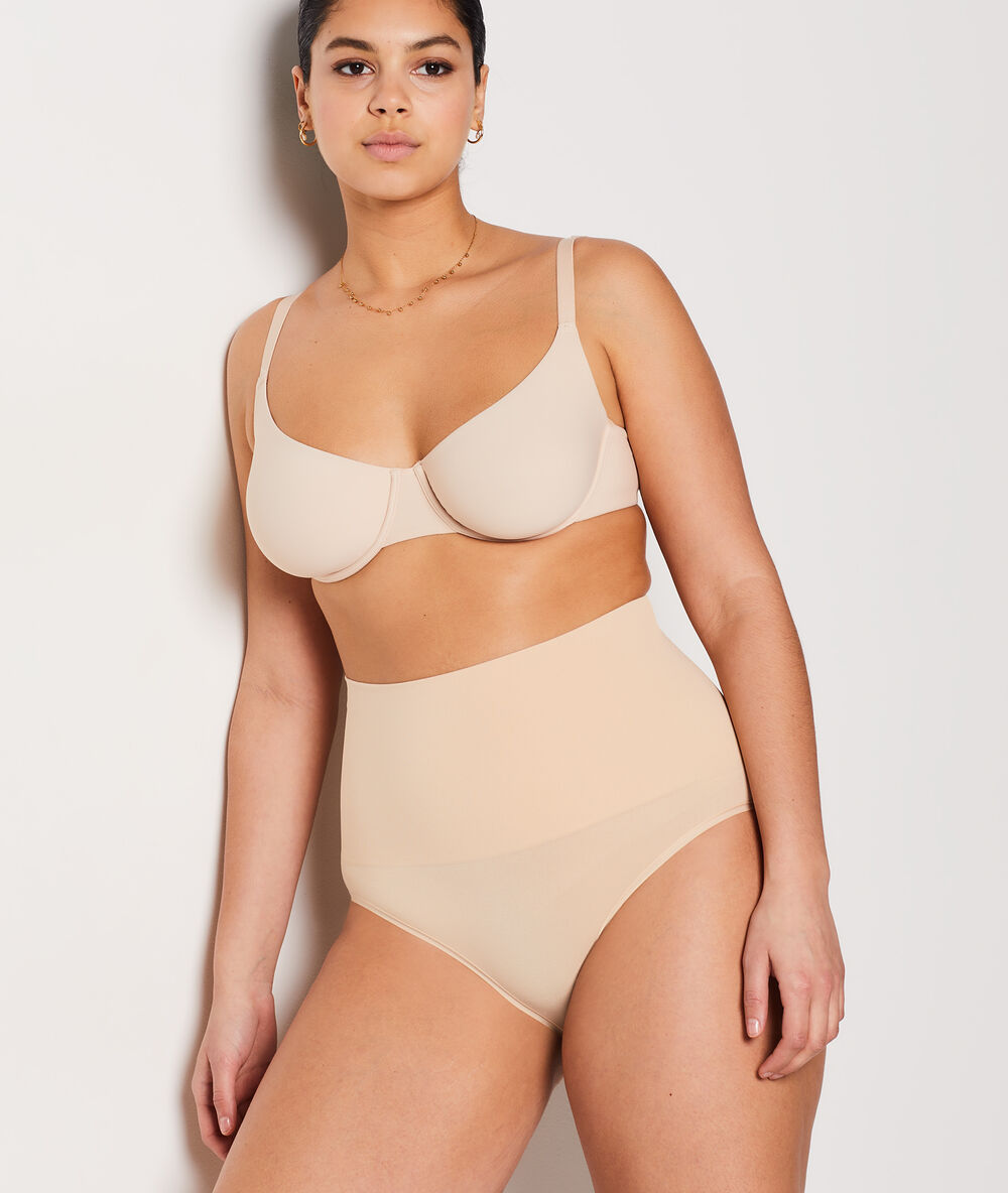 High waisted briefs - medium support beige.