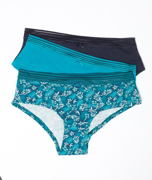 3 pack short briefs blue green.