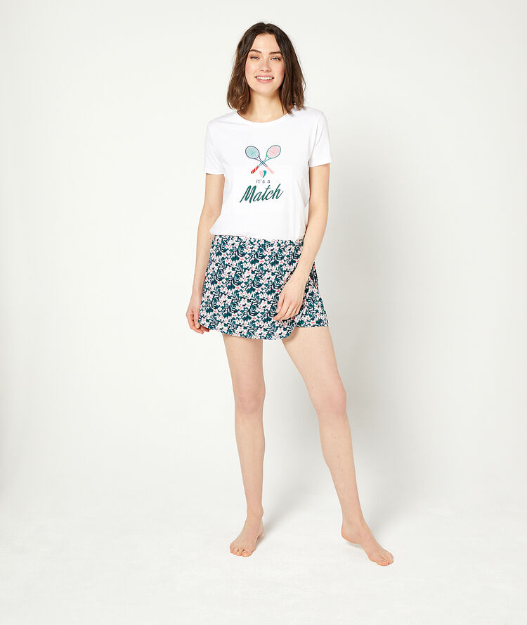 Wrap shorts in a floral print green.