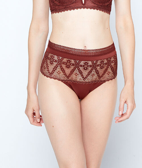Lace high leg briefs brown.