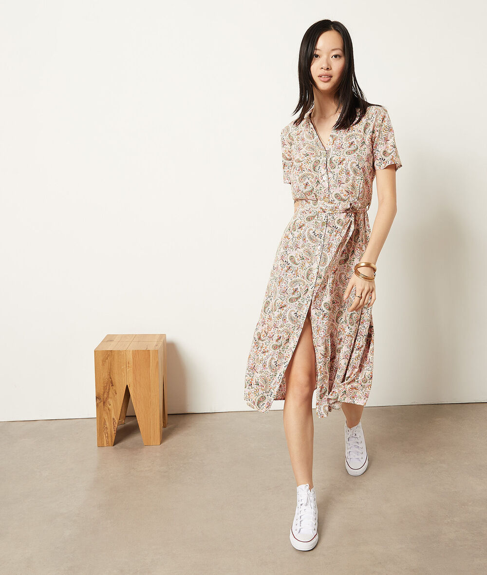 Robe longue portefeuille CESAR IMP FD CORAIL ETAM