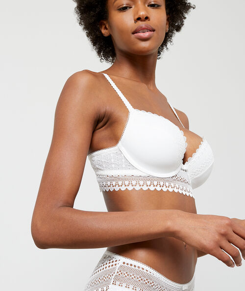 Light padded lace bra - pepite white.