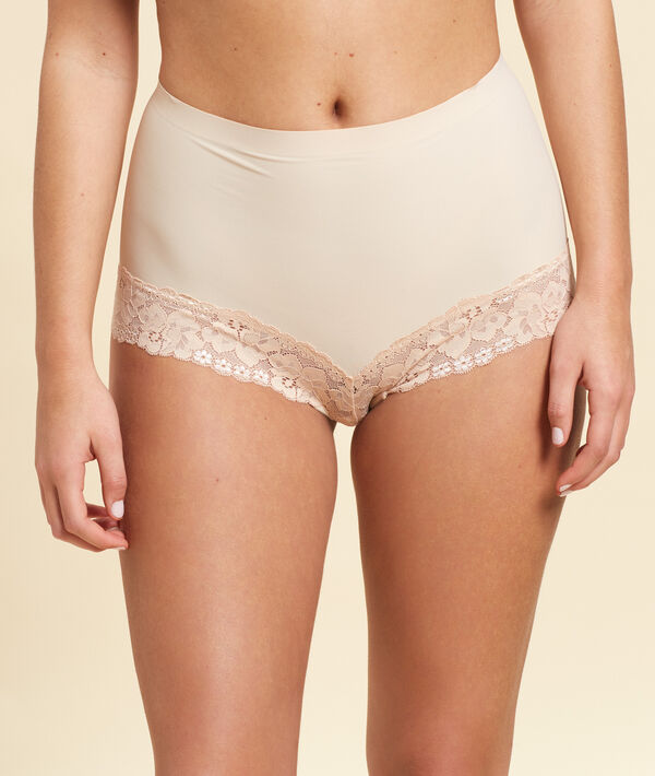Lace high-waisted briefs - level 1 : shaped silhouette Lace high-waisted briefs - level 1 : shaped silhouette;${refinementColor}