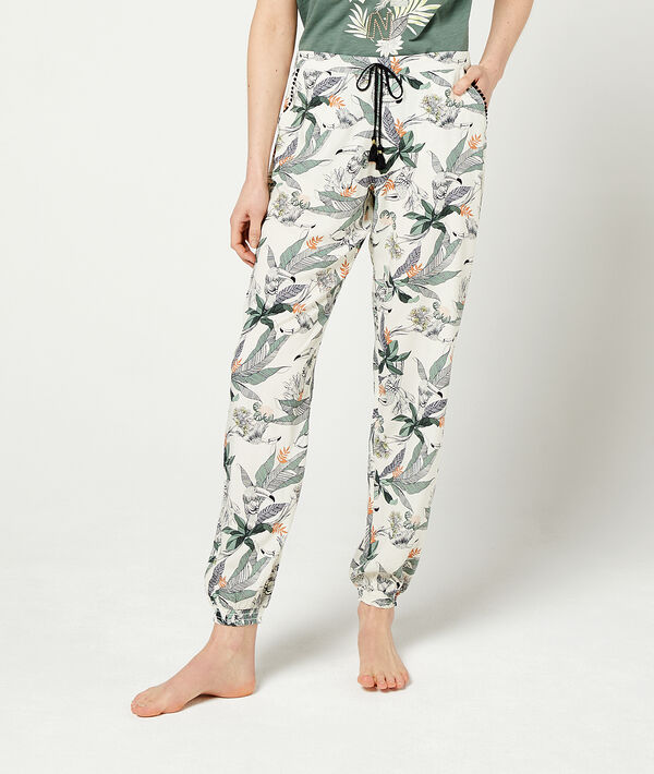 Trousers in a foliage print and tie detail Trousers in a foliage print and tie detail;${refinementColor}