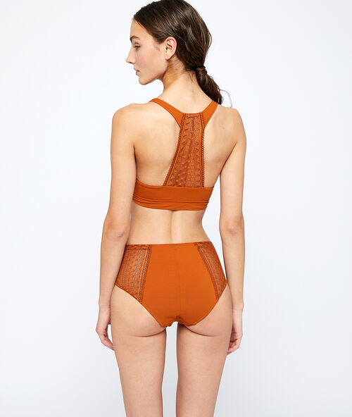 Micro lace high waisted briefs ochre.