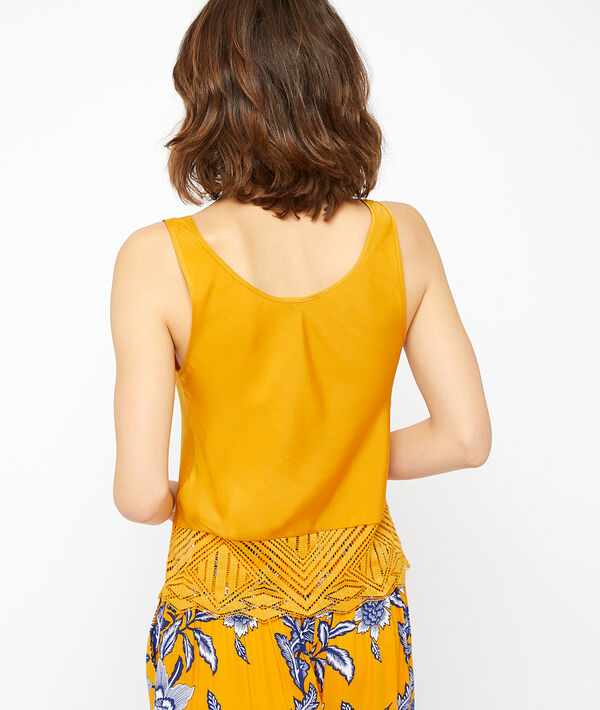 Lace trimmed top Lace trimmed top ;${refinementColor}