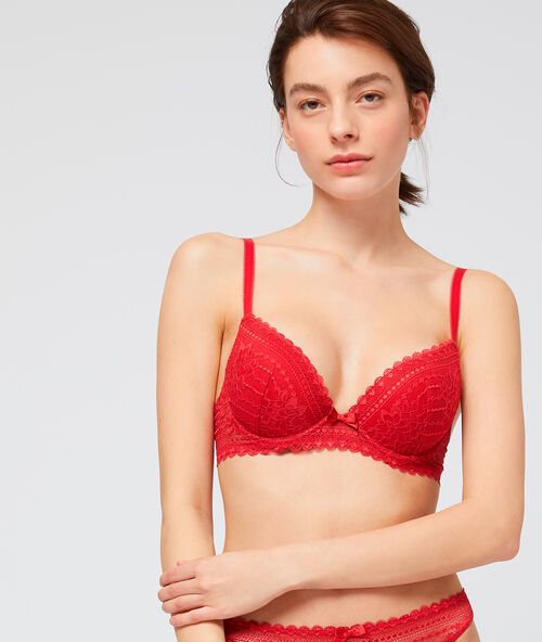 Soutien-gorge n&deg;2 - push-up plongeant rouge.
