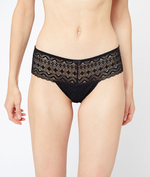 Graphic lace tanga black.