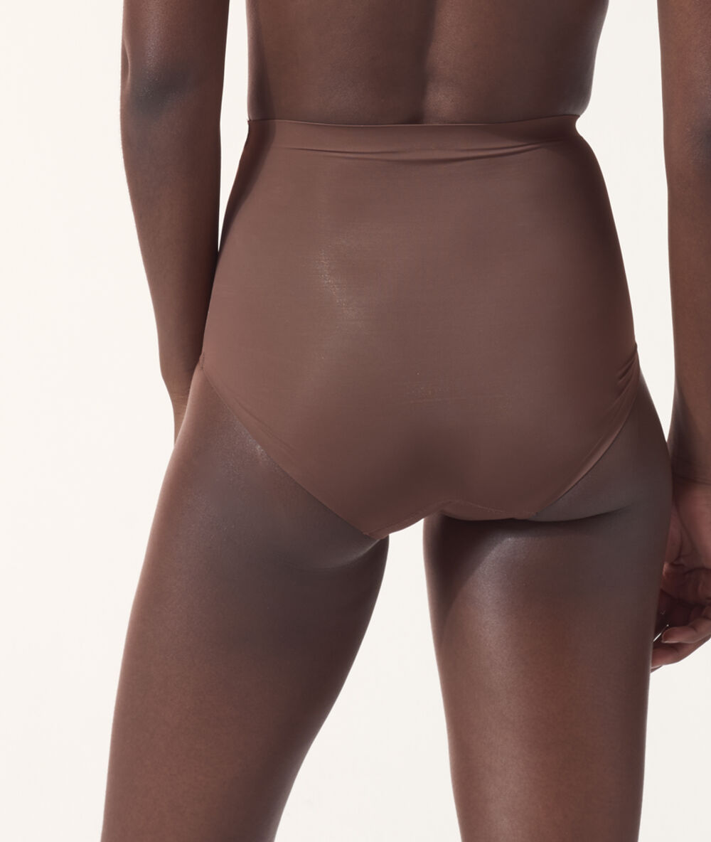 High waist briefs - level 3 : figure shaping brown.