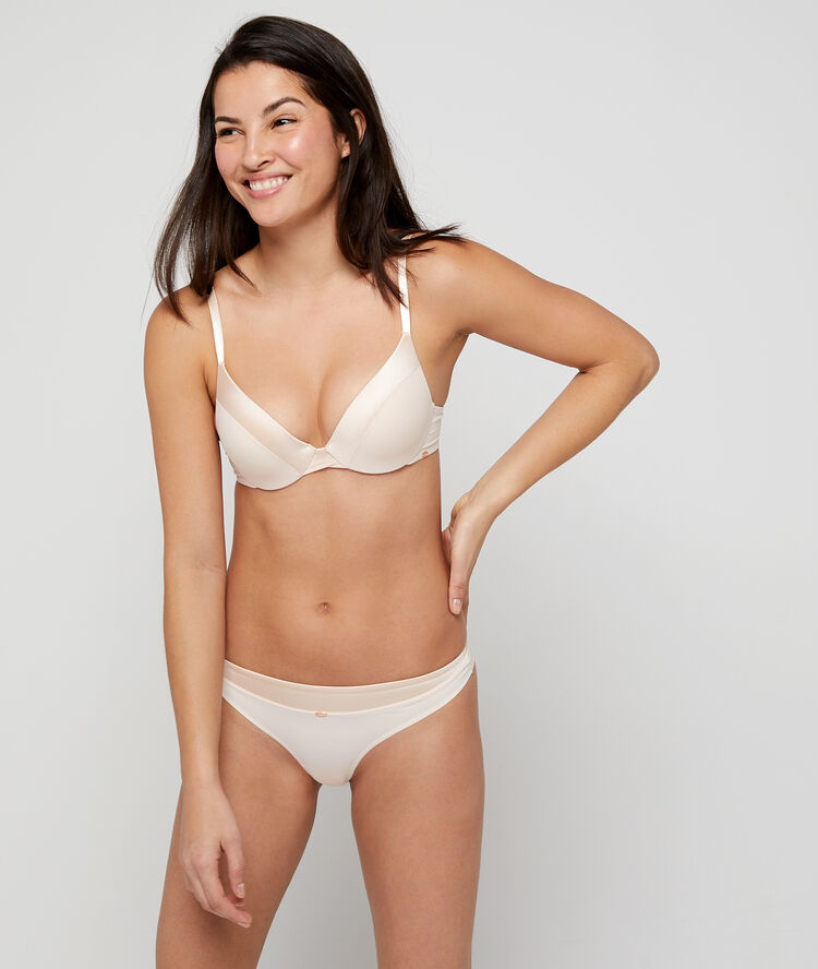 Bra no. 2 - microfibre plunge push-up bra rose poudre.