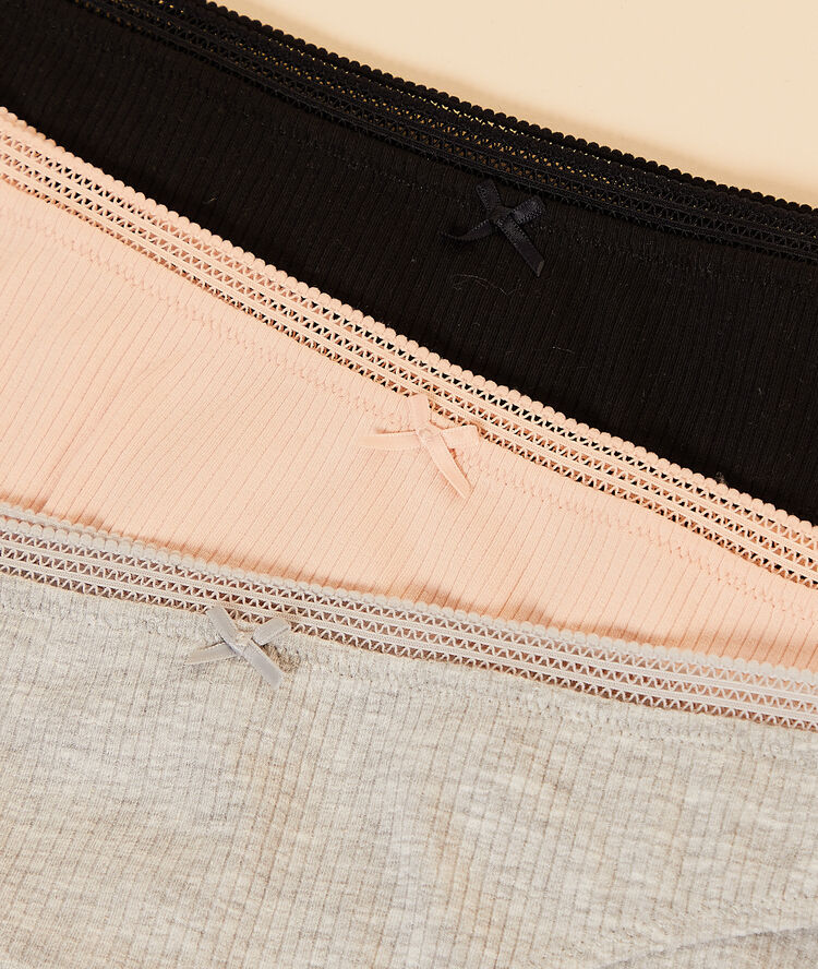 3 pack ribbed knickers black/grey/pink.