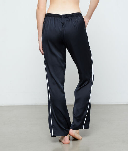 Satin pyjama trousers black.