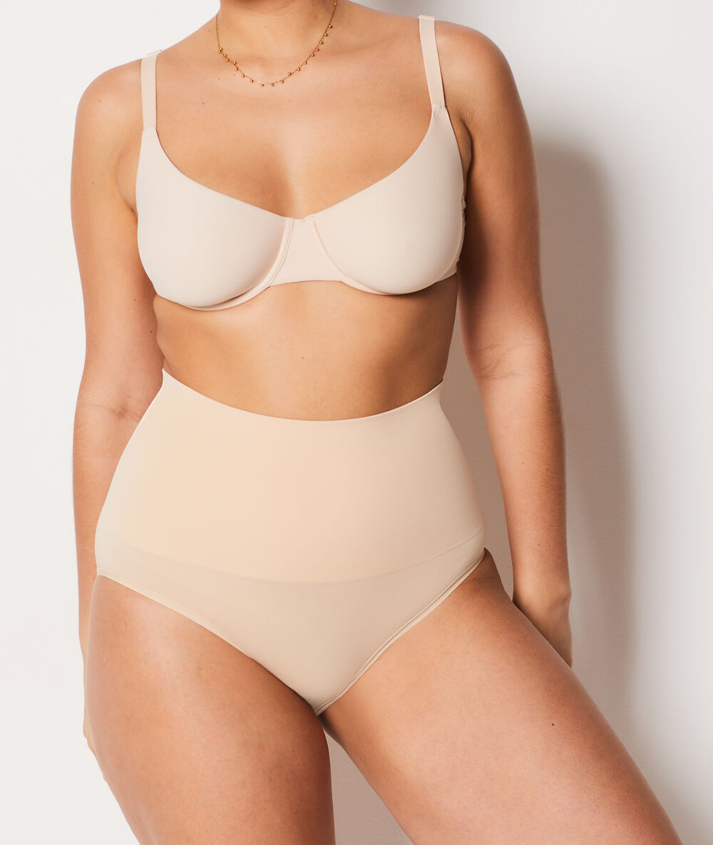 High waisted briefs - medium support beige.