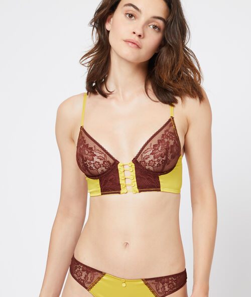 Classic bra with satin lace detailing anise.