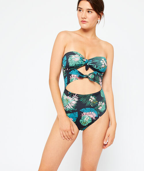Maillot de bain trikini, noué devant noir.