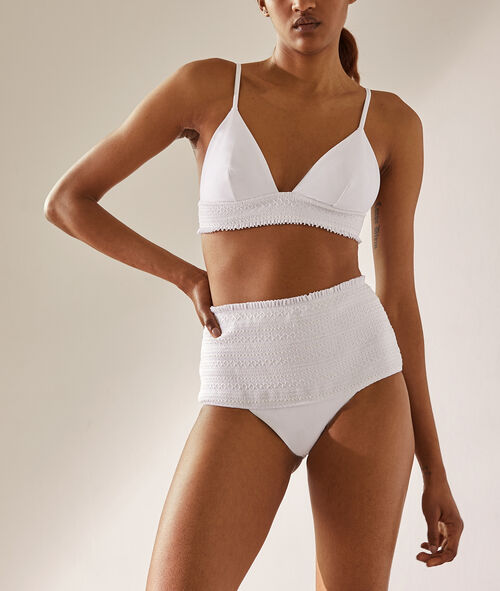 Triangle bikini top, embroidered basque Triangle bikini top, embroidered basque