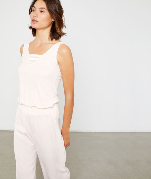 Satin neckline top pale pink.