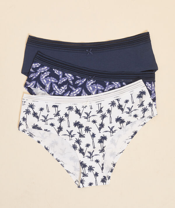 Pack of 3 printed cotton shorties Pack of 3 printed cotton shorties;${refinementColor}