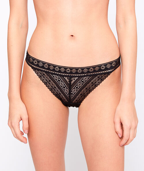 Graphic lace tanga black.