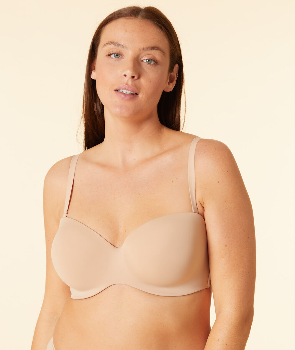 Micro bandeau bra beige.