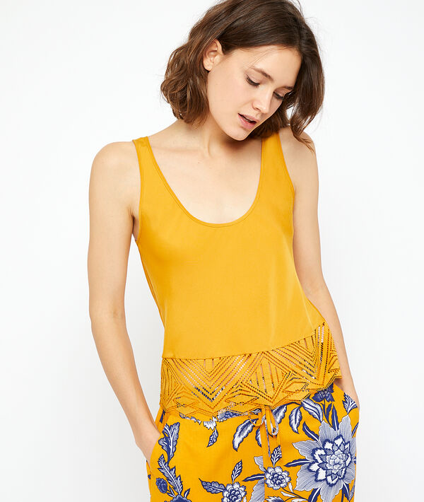 Lace trimmed top Lace trimmed top ;${refinementColor}