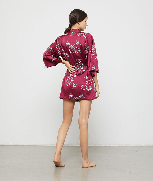 Floral satin kimono dressing gown Floral satin kimono dressing gown