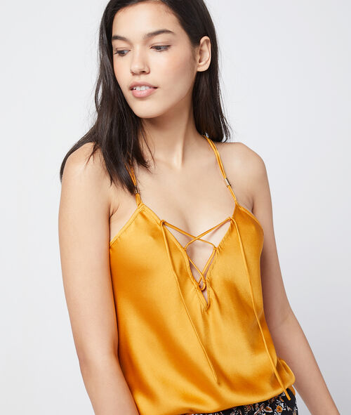 Back and front cross plunge satin cami top Back and front cross plunge satin cami top