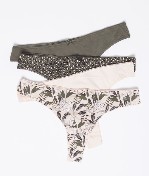 Pack of 4 cotton tanga khaki.