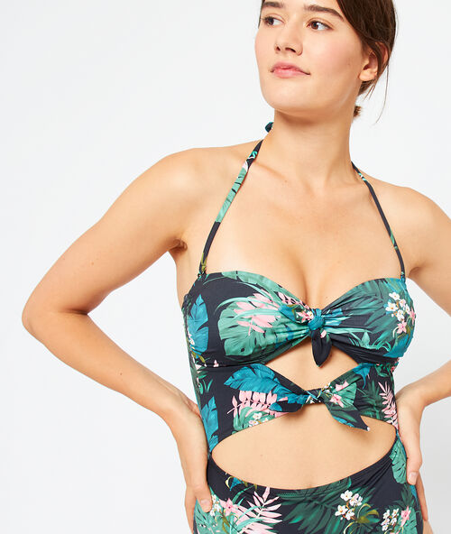 Maillot de bain trikini, noué devant noir.