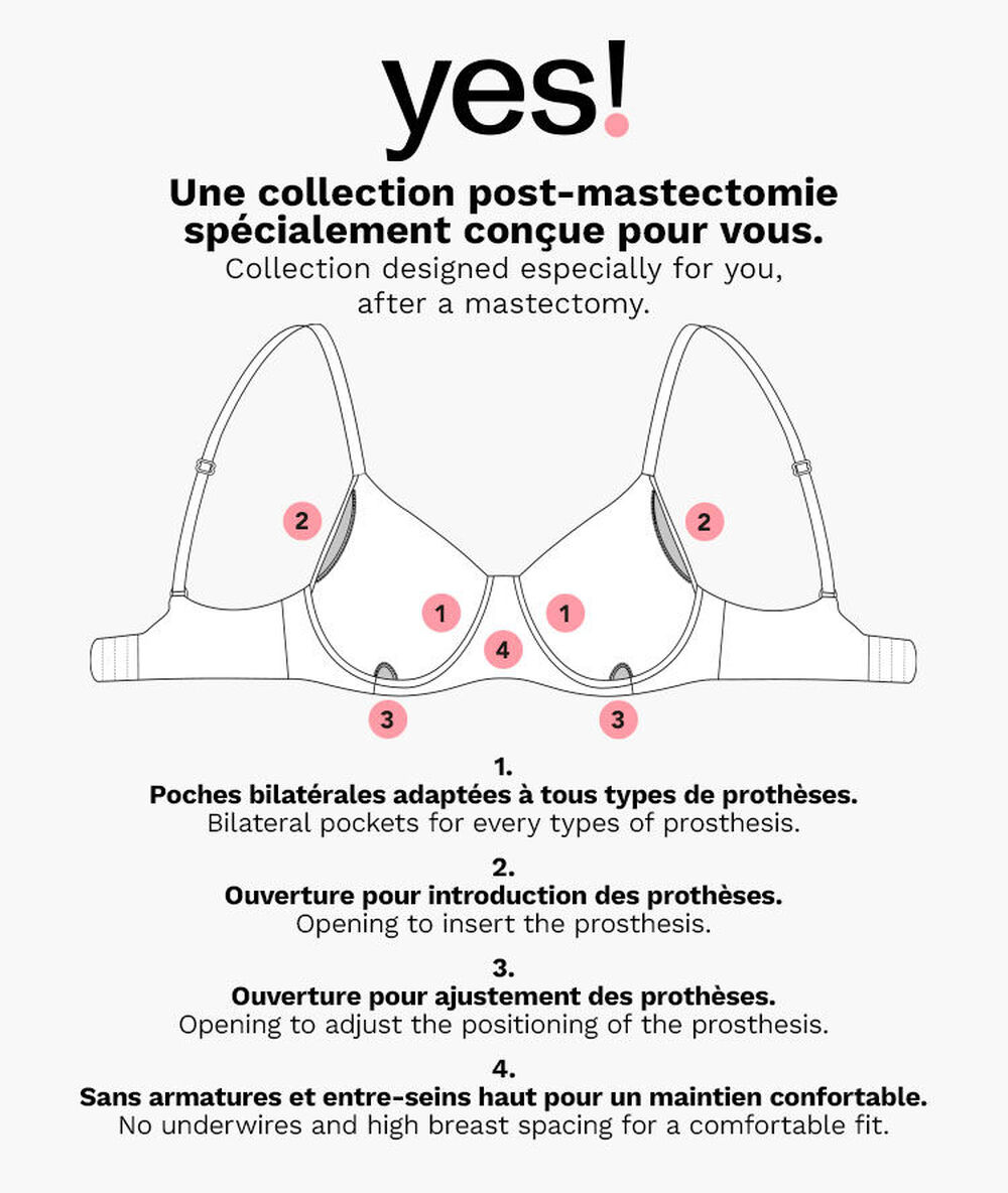 Post-mastectomy light padded bra white.
