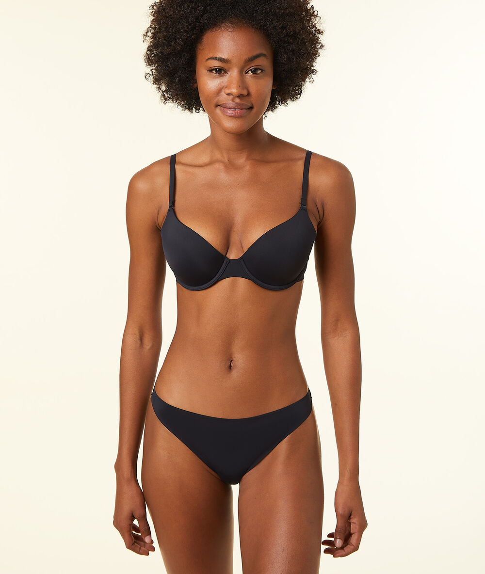 Micro padded demi-cup black.