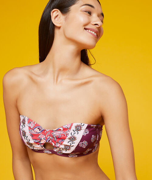 Haut de maillot de bain bandeau, bretelles amovibles multicolore.