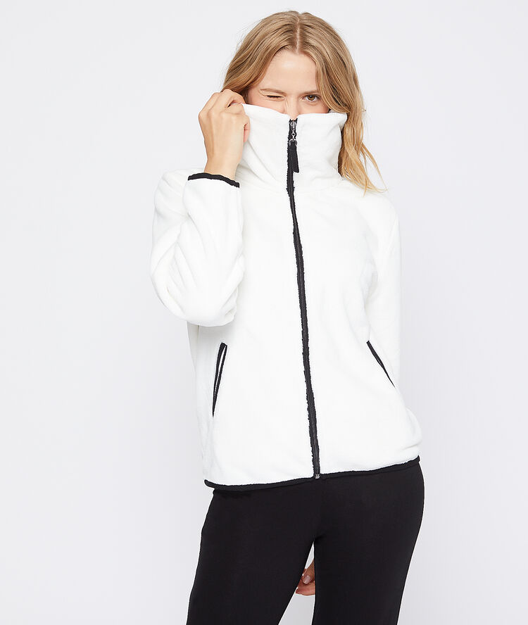 Faux fur jacket ecru.