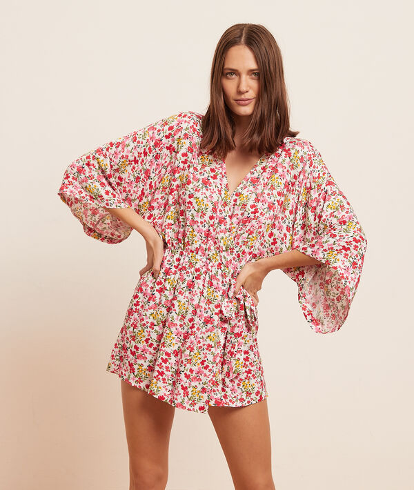 Printed satin kimono Printed satin kimono;${refinementColor}