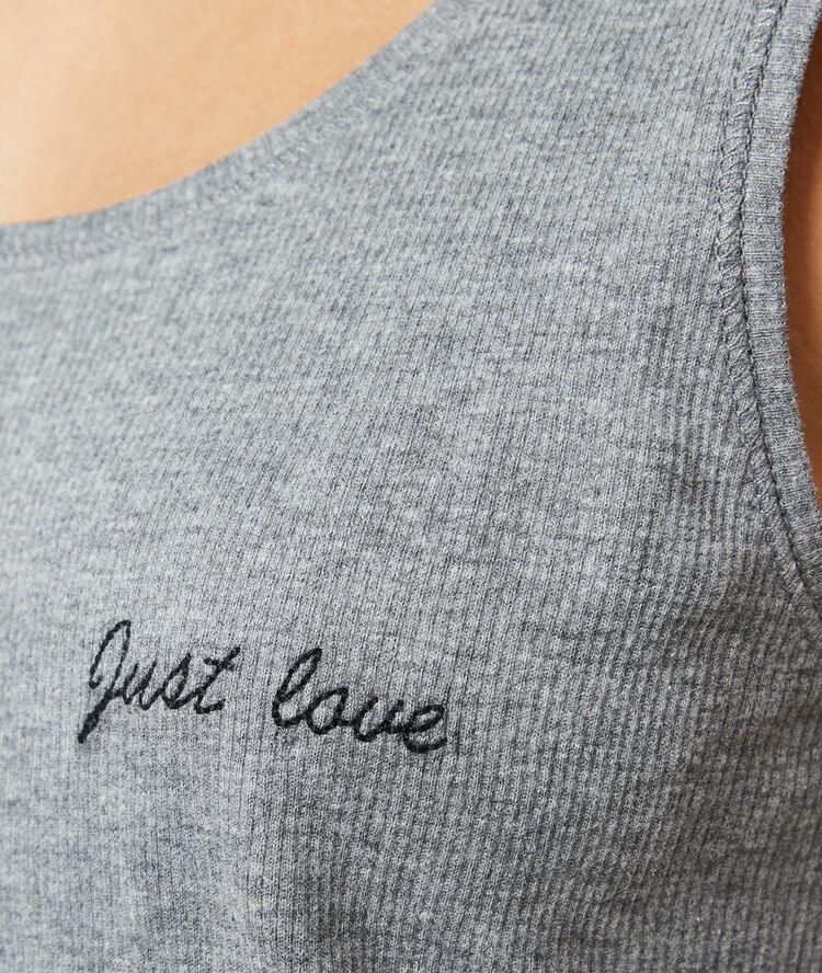 Cotton "just love" vest charcoal grey.