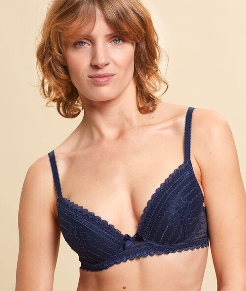 Bra no. 2 - lace plunging push-up bra navy.