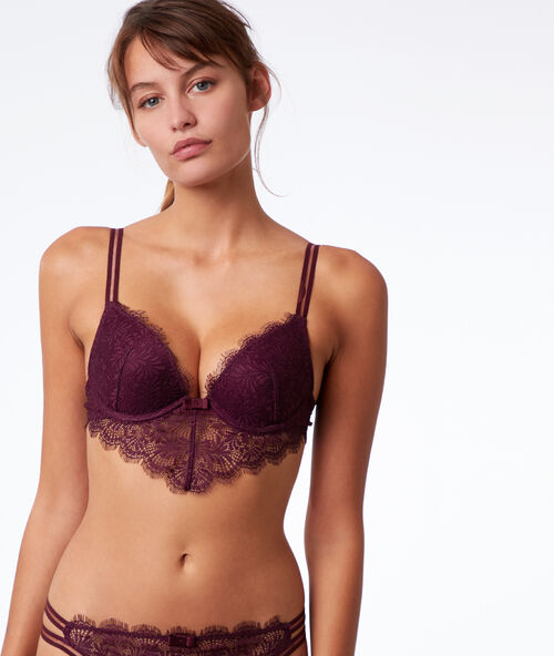 Bra no. 2 - lace plunge push-up bra plum.