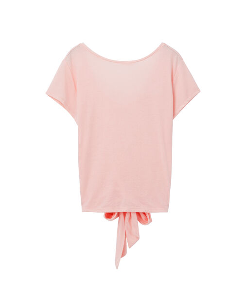 T-shirt noué 70% modal rose.