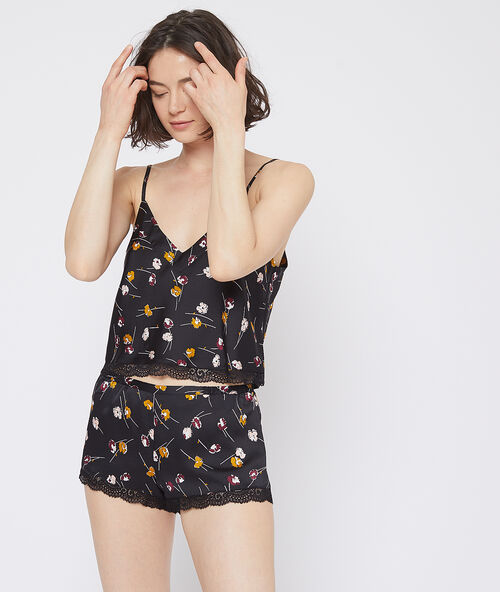 Floral shorts black.