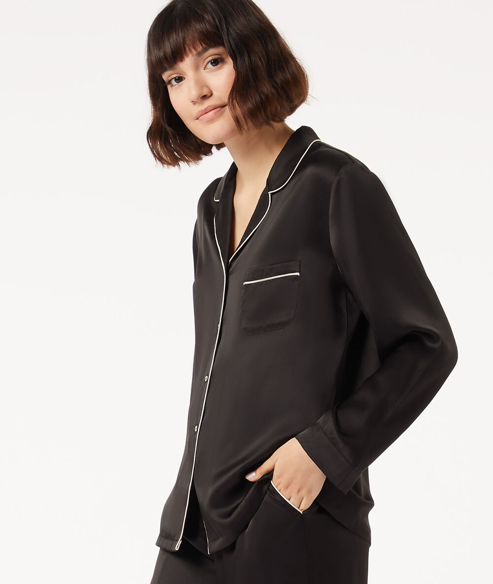 Silk pyjamas shirt black.