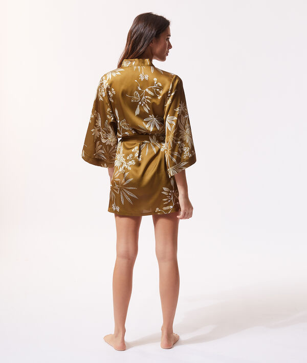 Floral print satin kimono Floral print satin kimono;${refinementColor}